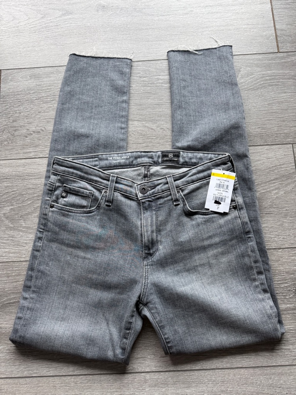 NWT Ag Adriano Goldschmied Gray Prima Ankle Cigarette Jeans